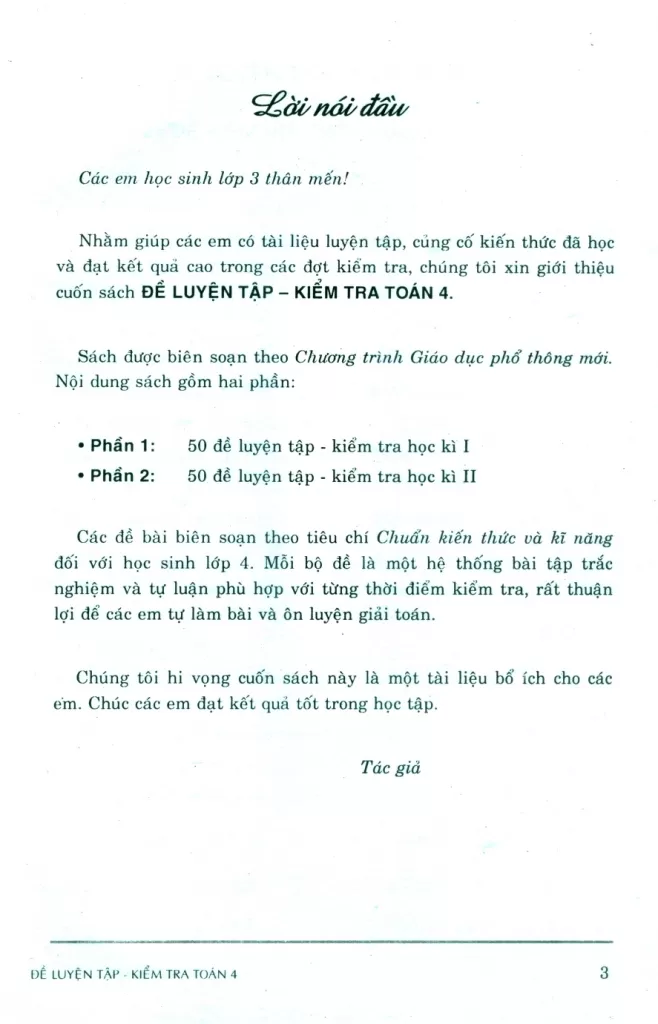ĐỀ LUYỆN TẬP KIỂM TRA TOÁN LỚP 4 (Dùng chung cho các bộ SGK hiện hành)
